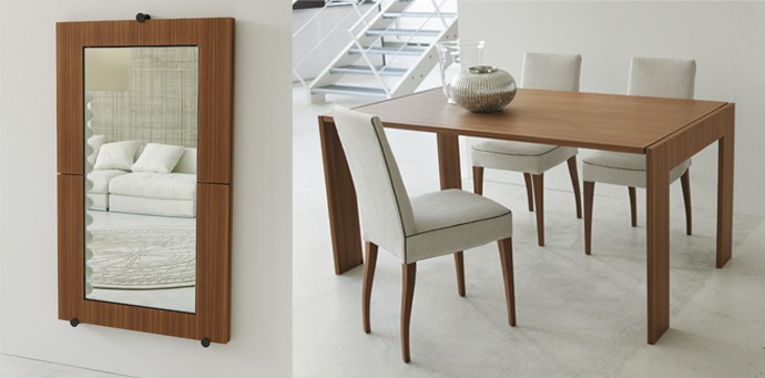 Folding Dining Table Turns into a Mirror, by Porada | DesignRulz