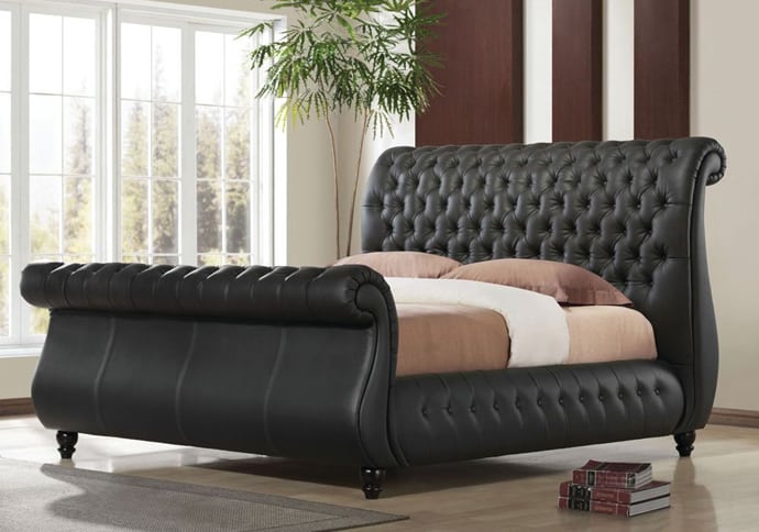 5 Great Leather Beds To Spice Up Your, Sleigh Leather Bed