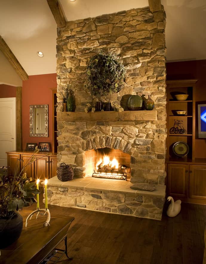 New Stone Fireplace Designs for Simple Design
