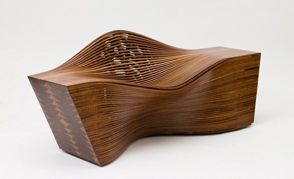 Wooden furniture curved by Sehwa Bae