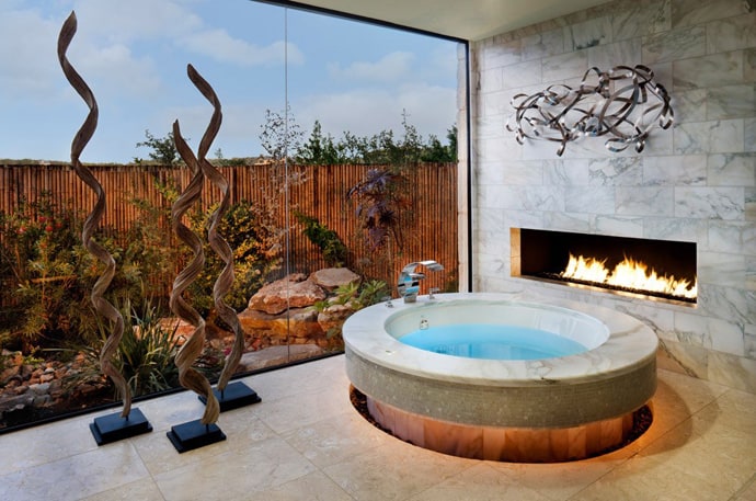 25 Bathroom Fireplaces That Make Any Bath A Wow Therapy