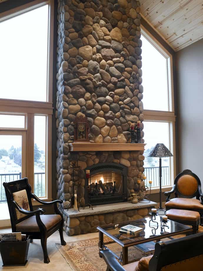 Nature-Inspired Stone Fireplace