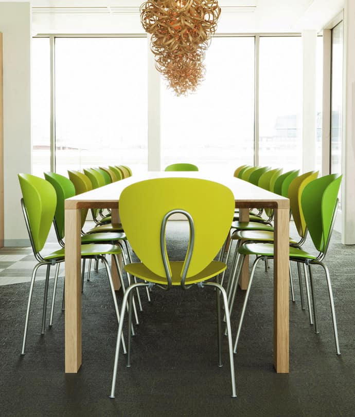 Creative Office Furniture Design With Vibrant Colors And Wide Spaces