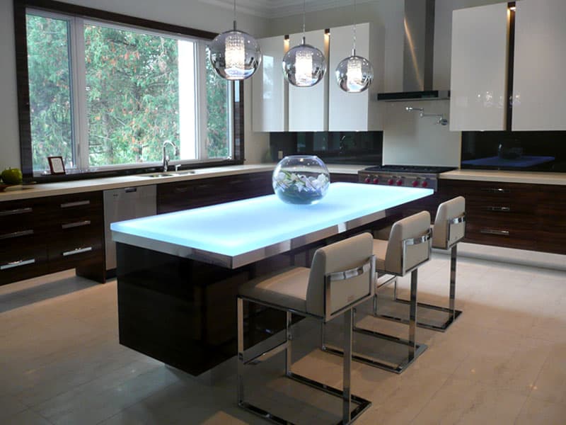 Glass Countertop Island With Led