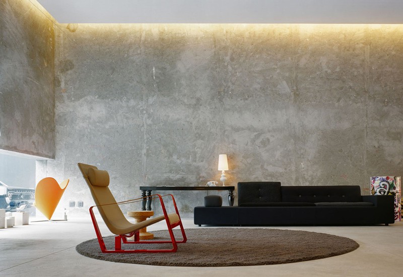 35 Captivating Living Room Designs With Concrete Wall - Cement Wall Design Ideas