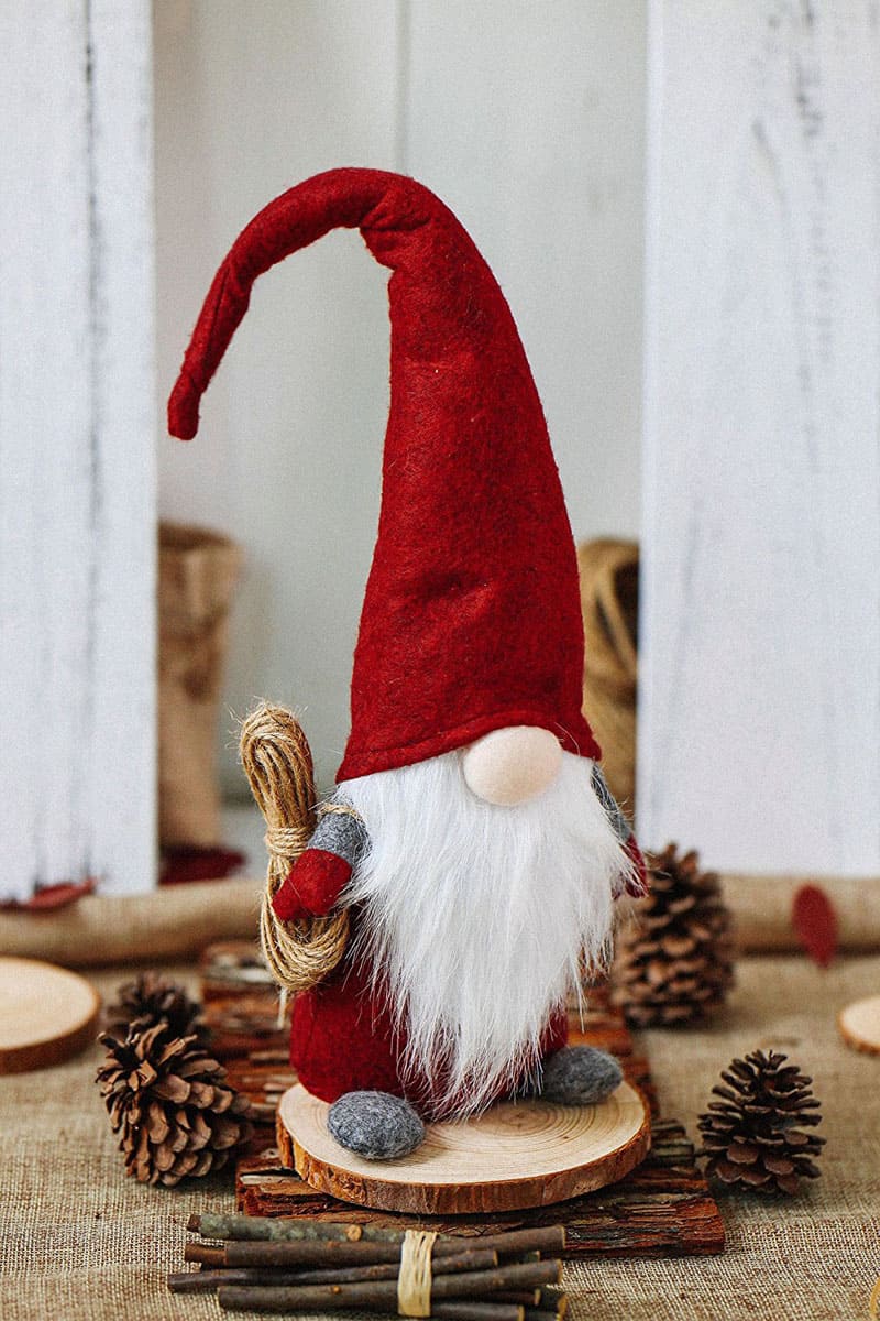 Style 2, Grey 7.9 Inch Plush Gnome Doll Decor for Christmas Home Table Ornaments Presents Leeko Handmade Swedish Tomte