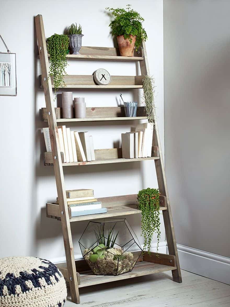 beautiful and affordable ladder shelf ideas for every room